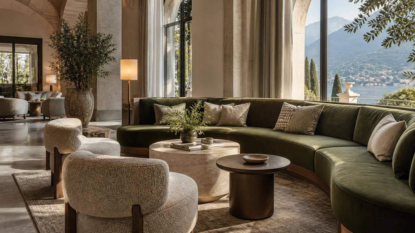 Hotel lounge seating with tailored custom cushions